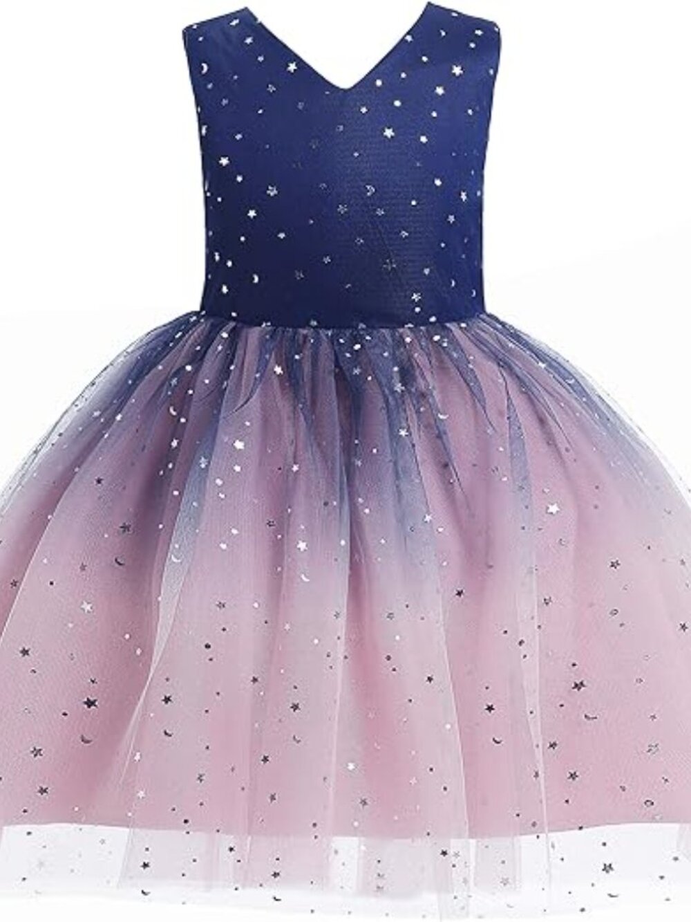 Glamulice Kids Ombre Star Tulle Navy Blush Pink Party Tutu Dress Size 6 Girls - Picture 2 of 10